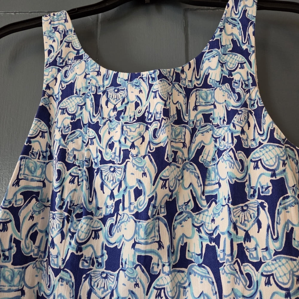 Lilly Pulitzer Cathy Shift Dress In Blue Elephant Print Size 0 - Picture 3 of 7